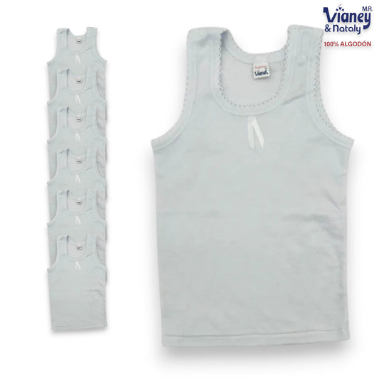 Camiseta inter tirante ancho blanca infantil niña Vianey paquete de 6
