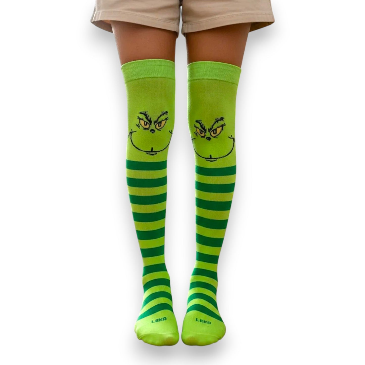 Calceta medieta navideña del Grinch unitalla Leka