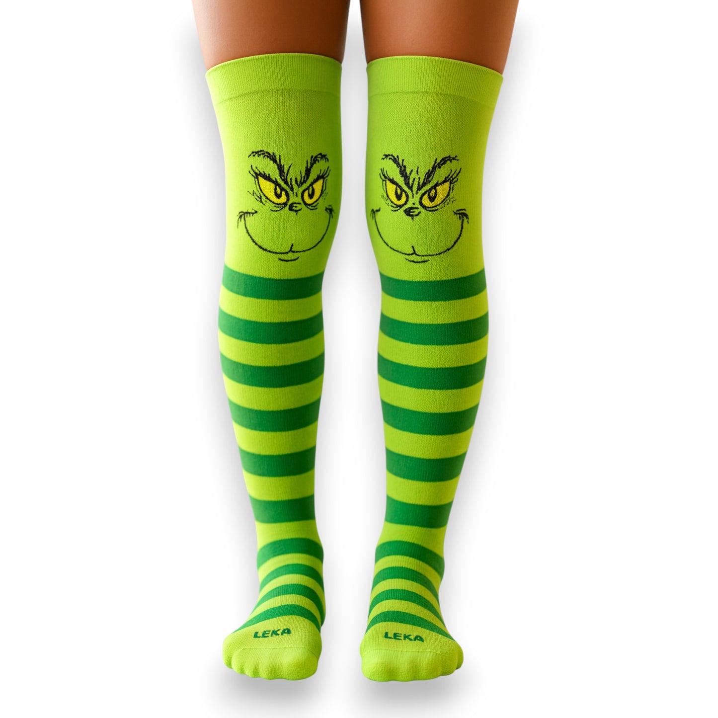 Calceta medieta navideña del Grinch unitalla Leka