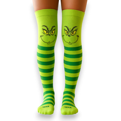 Calceta medieta navideña del Grinch unitalla Leka