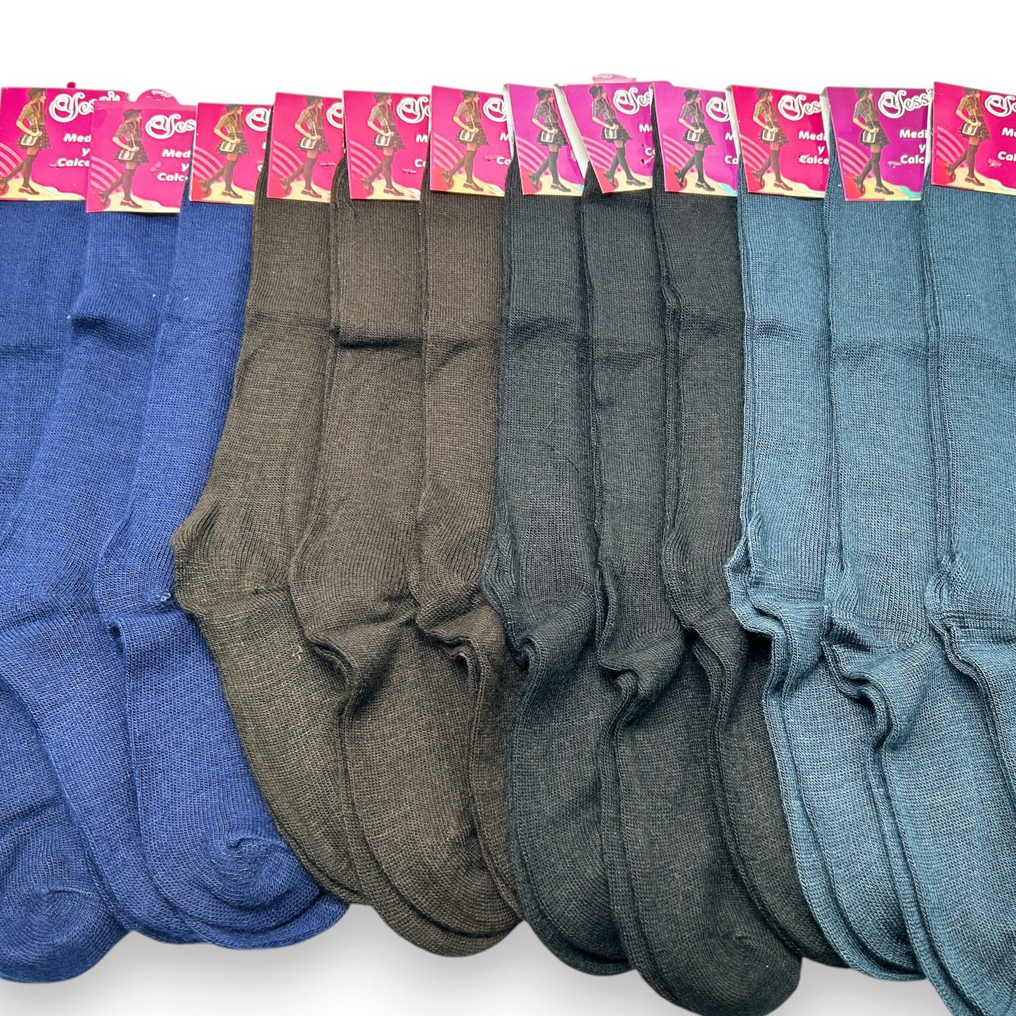 Calceta lisa surtida para señora unitalla Yessi paquete de 12