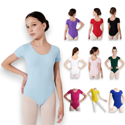 Leotardo de algodón manga corta niña