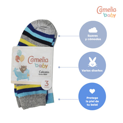 Calcetín fantasía para bebe niño #8005 paquete de 3