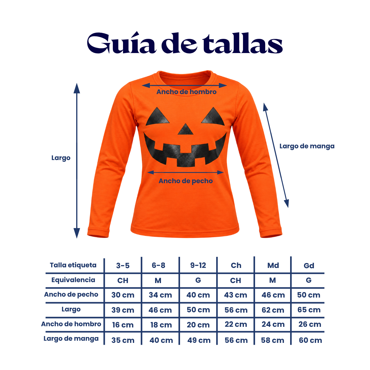 Playera manga larga calabaza halloween unisex Ross