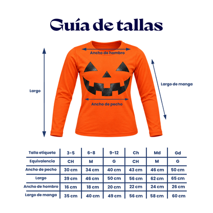 Playera manga larga calabaza halloween unisex Ross