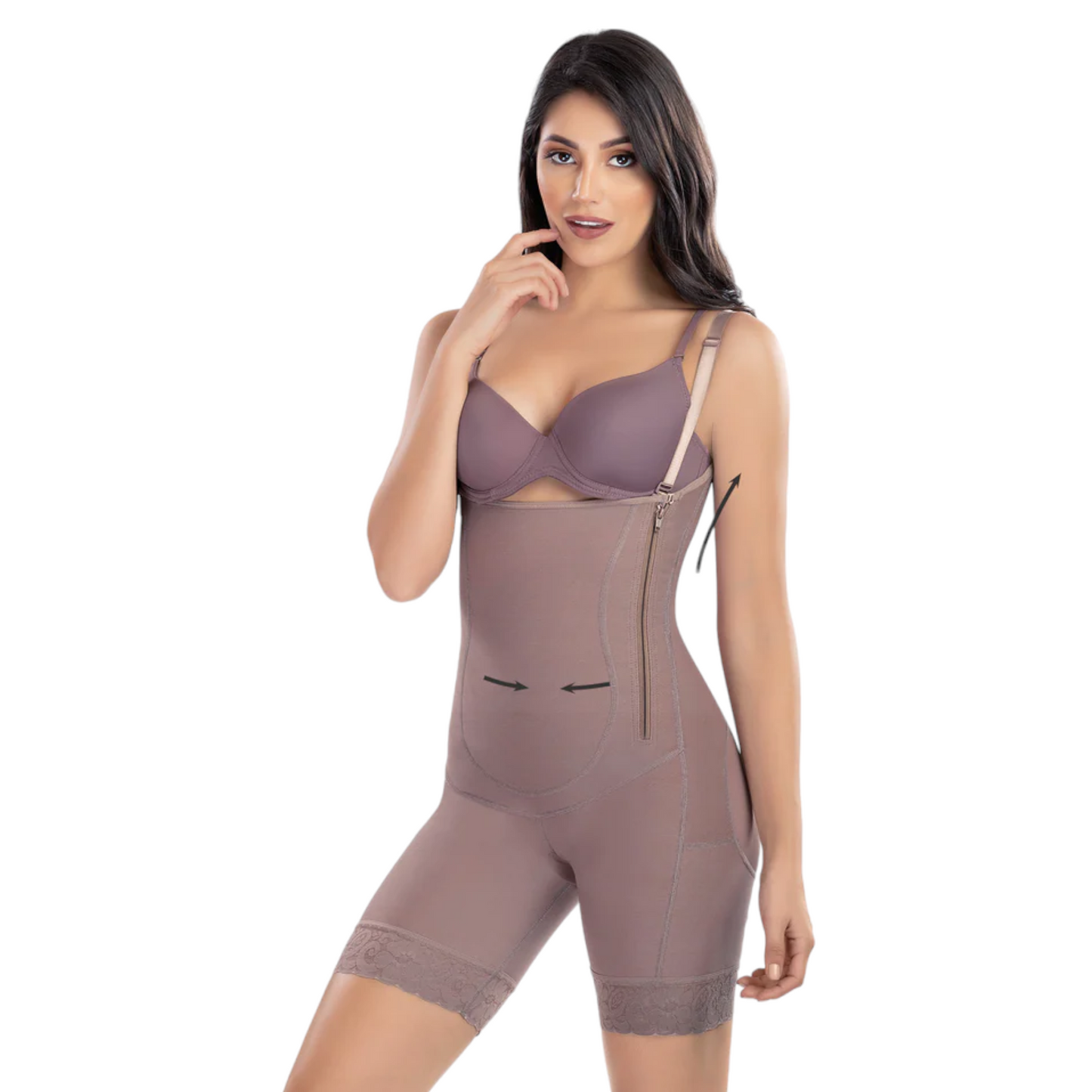 Faja colombiana short senos libres zipper lateral Mod. 3089