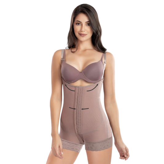 Faja colombiana cachetero senos libres con broches Mod. 3176
