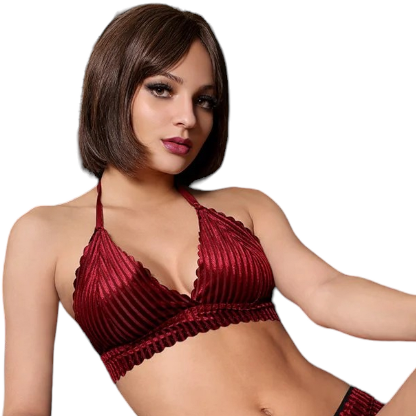 Bralette de terciopelo acanalado unitalla