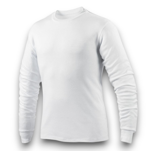 Playera ramoncito cuello redondo manga larga blanca caballero