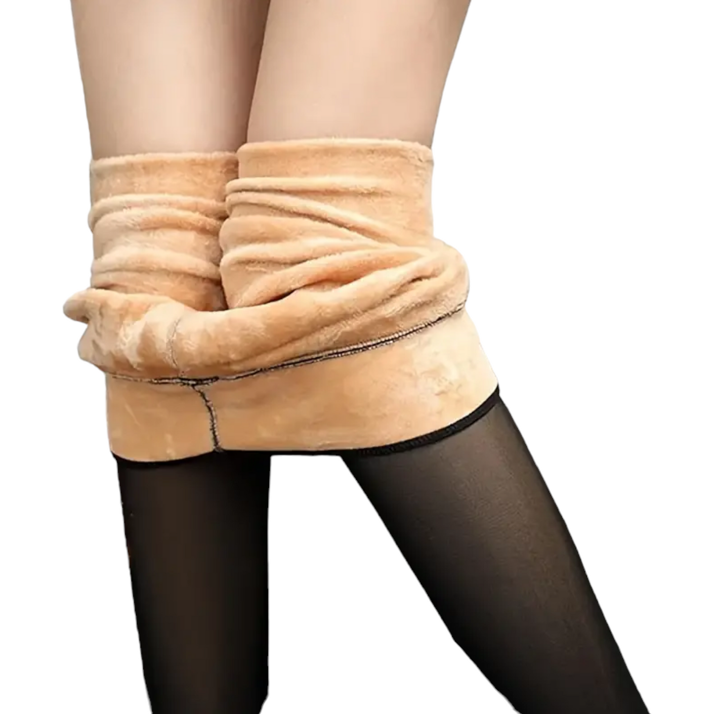 Malla polar negra forrada con felpa efecto piel dama #4010 camelia