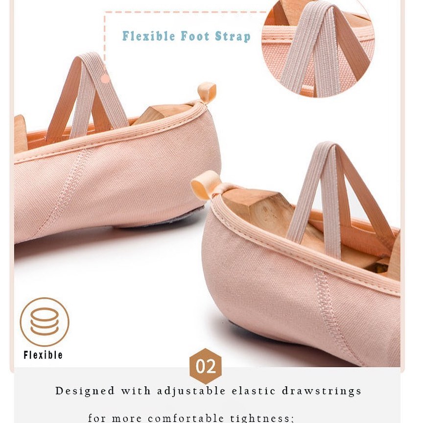 Zapatilla de ballet lona stretch rosa varias tallas #906