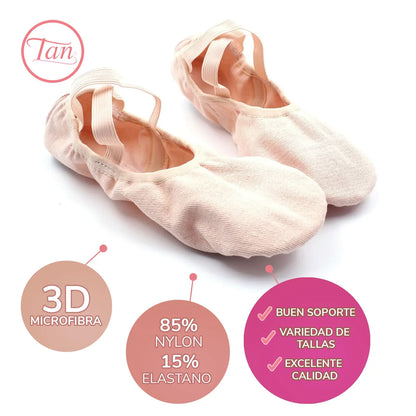 Zapatilla de ballet lona stretch rosa varias tallas #906