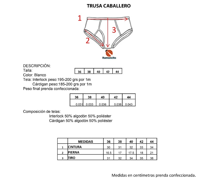 Trusa ramoncito con elástico oculto blanca caballero