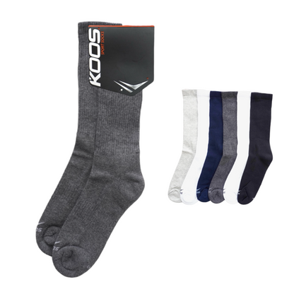 Calceta deportiva larga lisa unitalla unisex Koos paquete de 6
