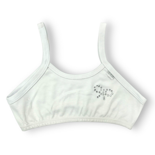 Corpiño blanco liso con detalle de moño con brillos #7018 cylyo niña