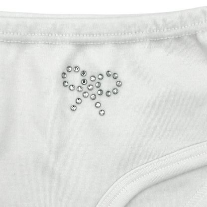 Bikini blanco con detalle de moño con brillos #6008 cylyo niña
