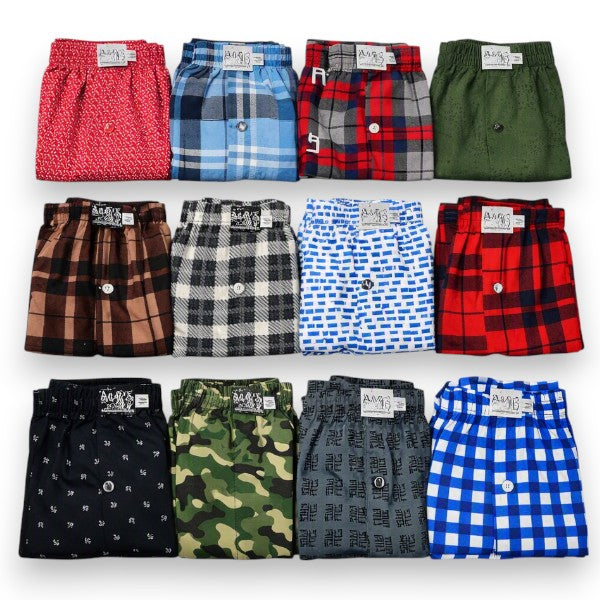 Boxer corbatero largo de algodón estampado surtido caballero Ags paquete de 12
