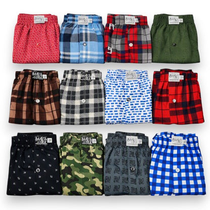 Boxer corbatero largo de algodón estampado surtido caballero Ags paquete de 12