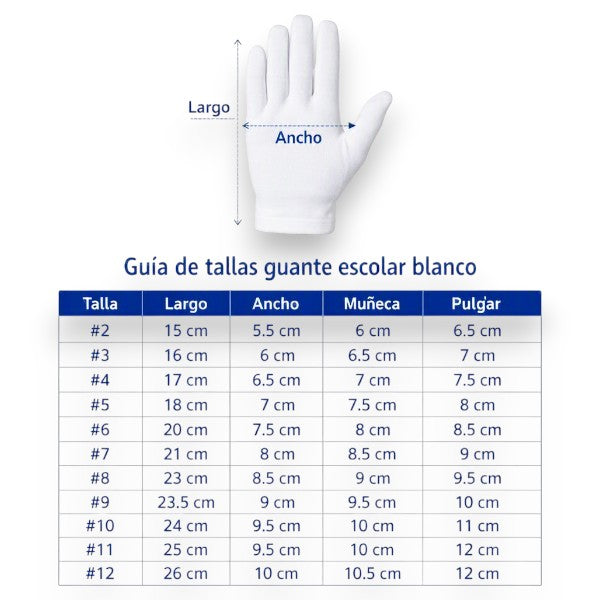 Guante blanco escolar varias tallas
