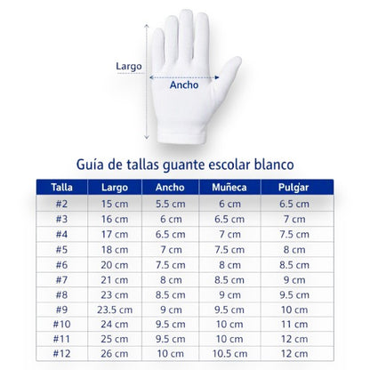 Guante blanco escolar varias tallas