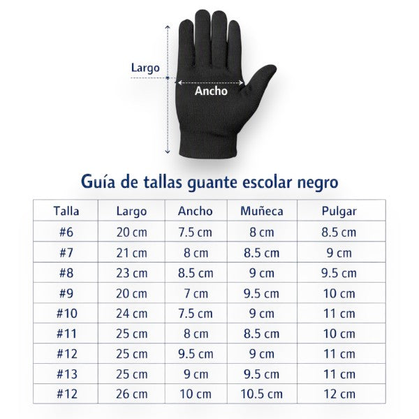 Guante negro escolar varias tallas