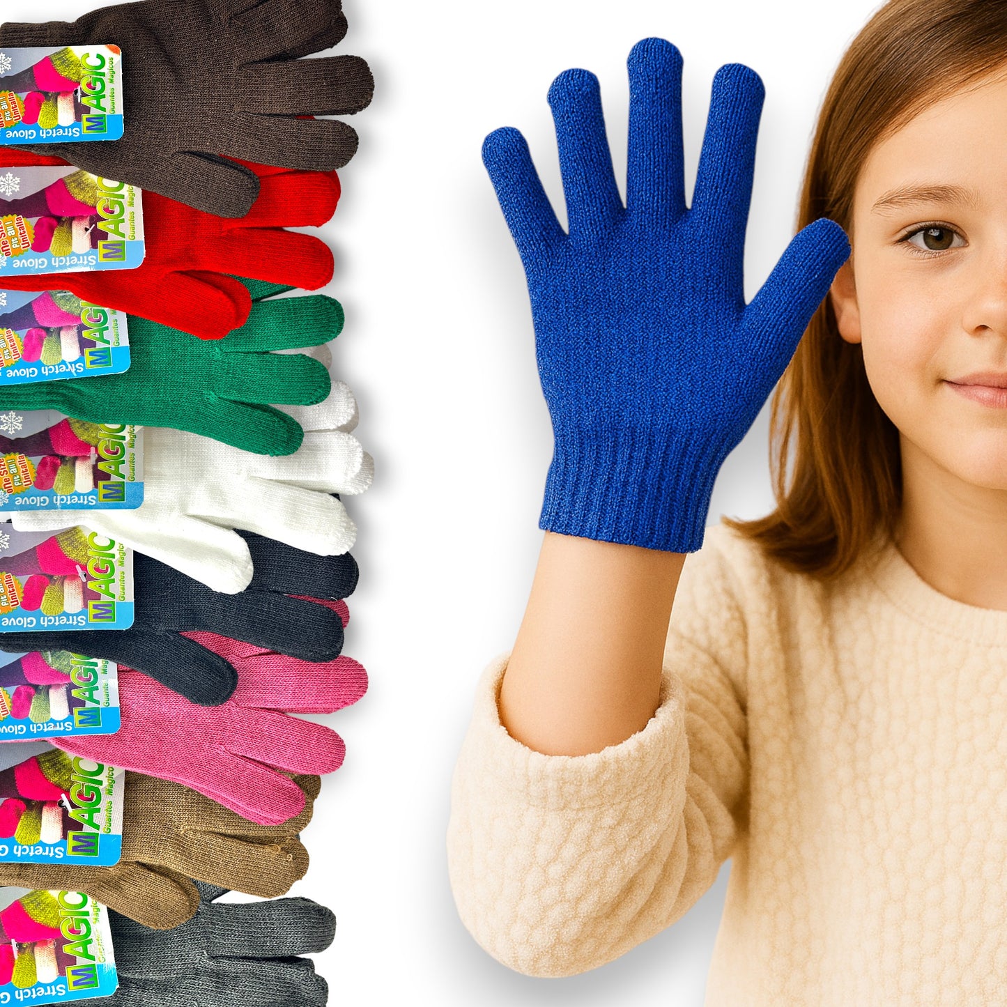 Guante de acrilán liso varios colores infantil unisex Magic