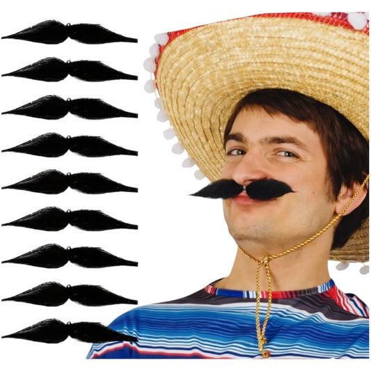 Bigote mostacho postizo paquete de 12