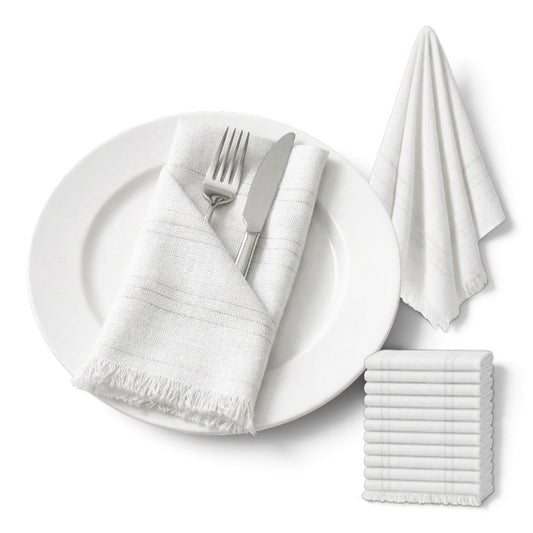 Servilletas blancas con detalle plata paquete de 12