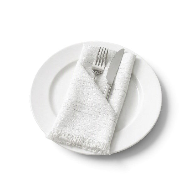 Servilletas blancas con detalle plata paquete de 12