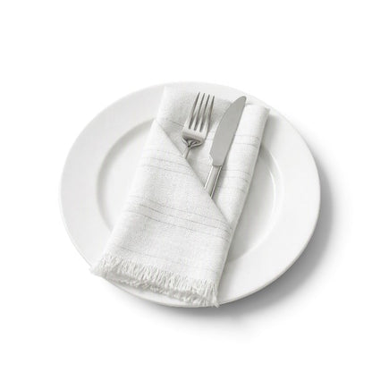 Servilletas blancas con detalle plata paquete de 12