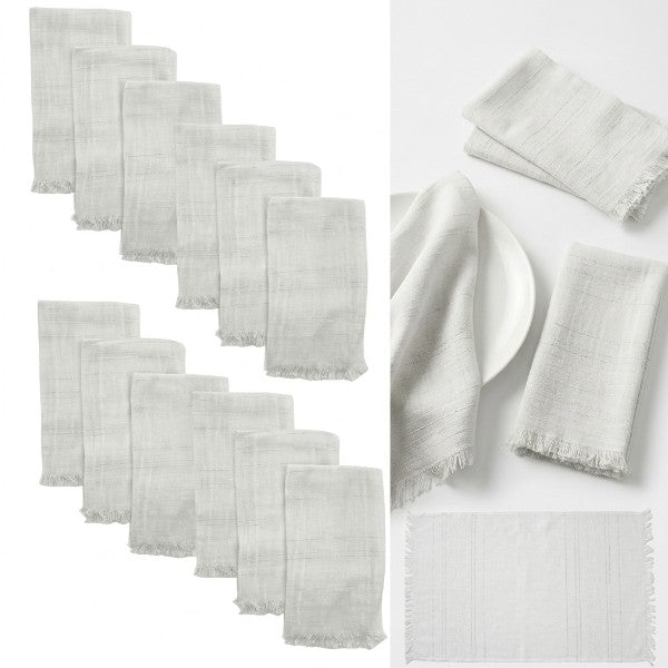 Servilletas blancas con detalle plata paquete de 12