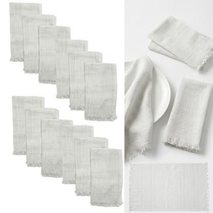 Servilletas blancas con detalle plata paquete de 12