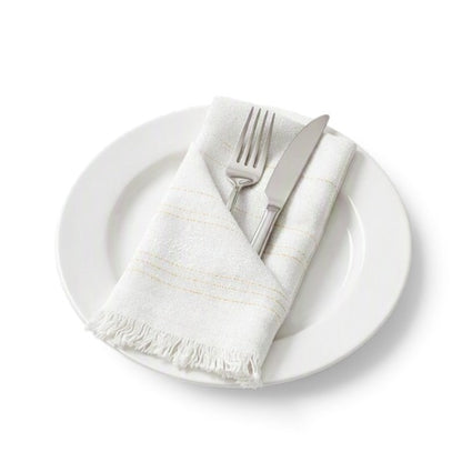 Servilletas blancas con detalle dorado paquete de 12