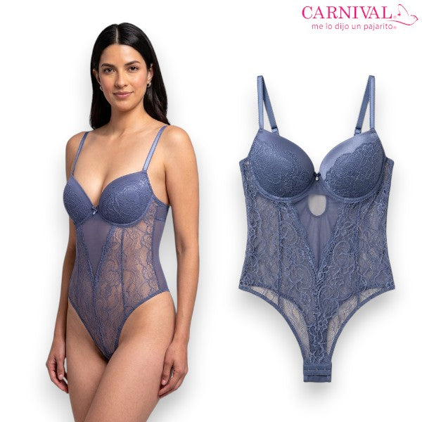 Body azul con encaje #3347 dama Carnival