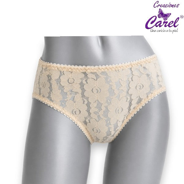 Pantaleta corte francés encaje total surtida M/G Carel paquete de 12