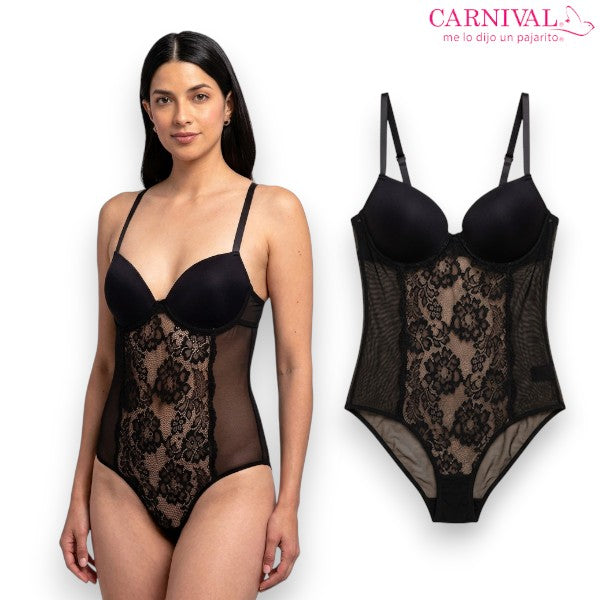 Body negro con encaje #3005 dama Carnival