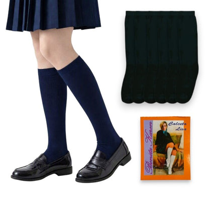 Calceta escolar lisa de nylon Karen paquete de 6