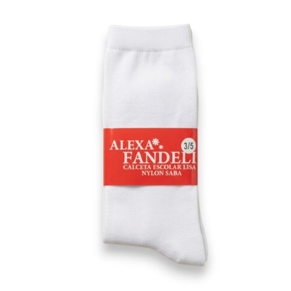 Calceta escolar blanca lisa Alexa Fandeli paquete de 6