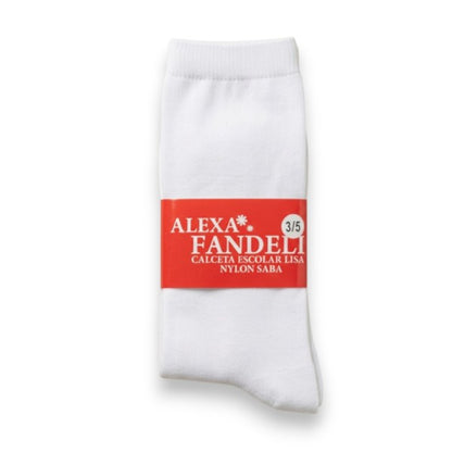 Calceta escolar blanca lisa Alexa Fandeli paquete de 6