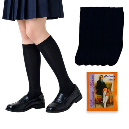 Calceta escolar lisa de nylon Karen paquete de 6