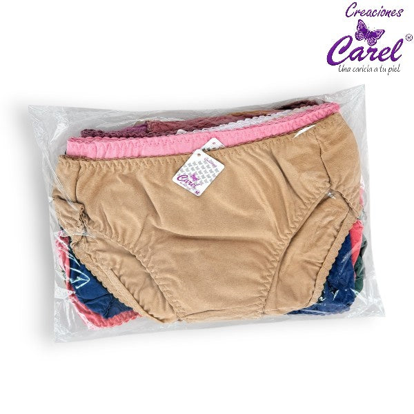 Pantaleta corte francés lisa surtida M/G Carel paquete de 12