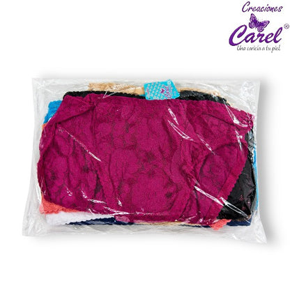 Pantaleta corte francés encaje total surtida M/G Carel paquete de 12